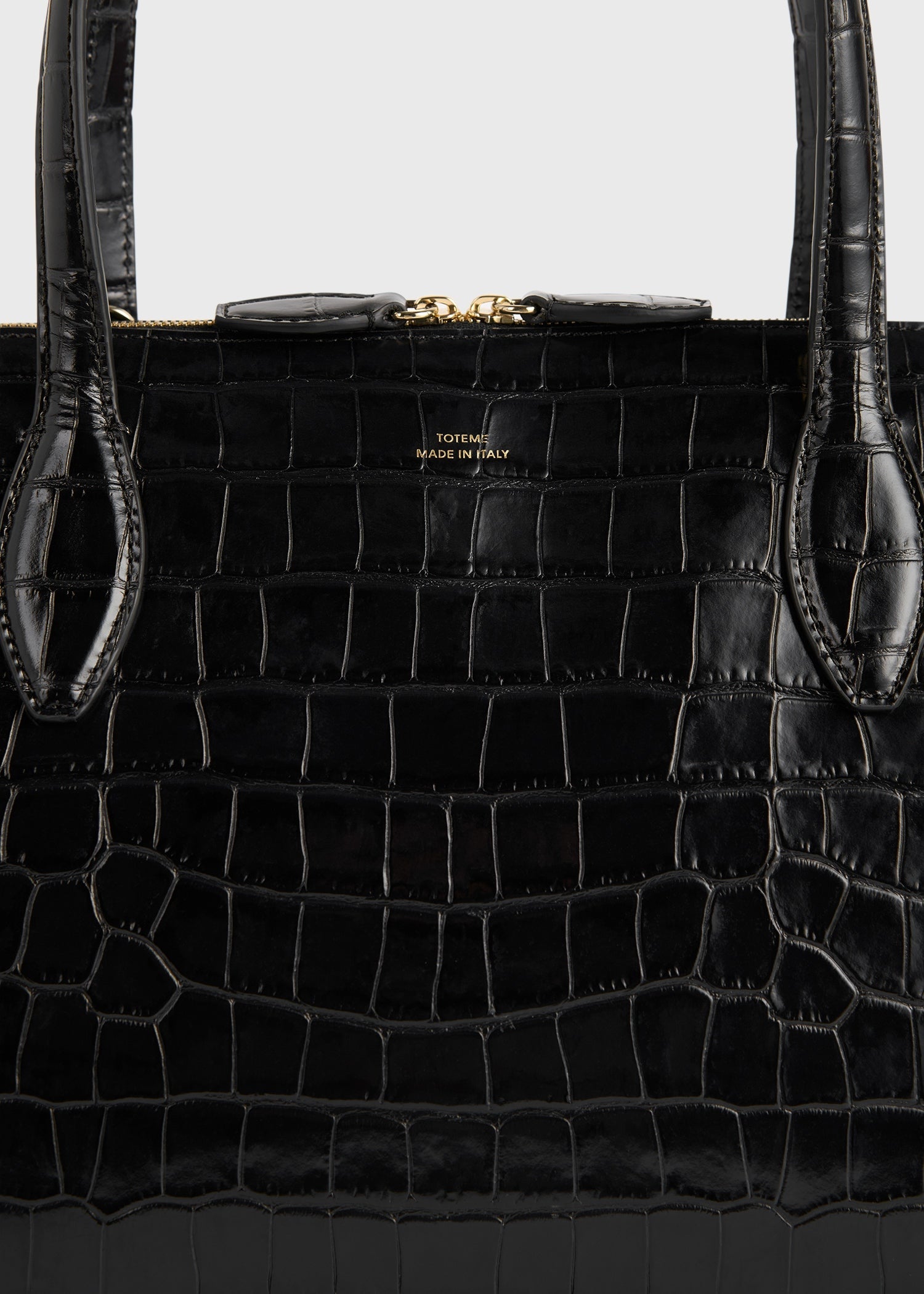 Medium croco-embossed day tote black – TOTEME Medium croco-embossed day tote black – TOTEME