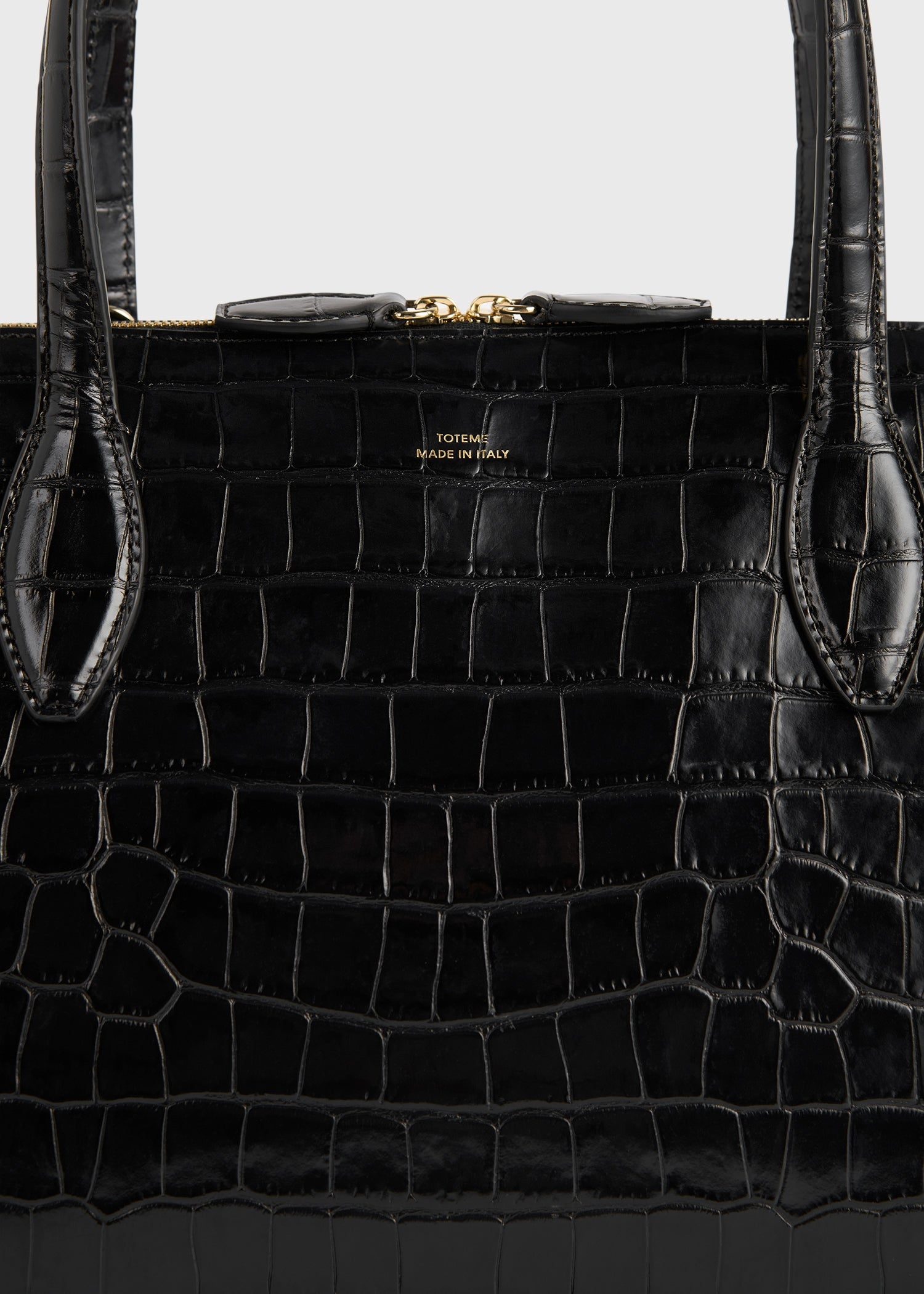 Medium croco-embossed day tote black