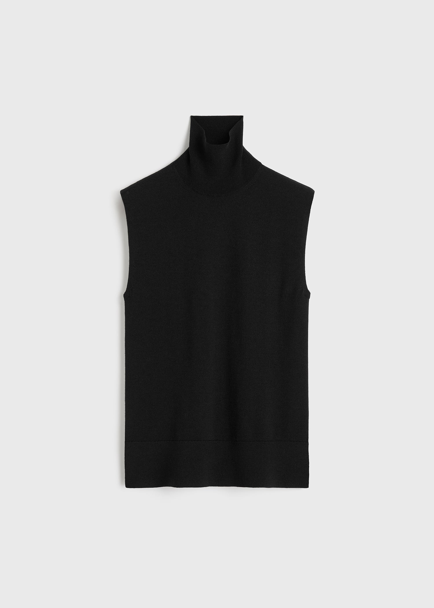 Sleeveless fine turtleneck black