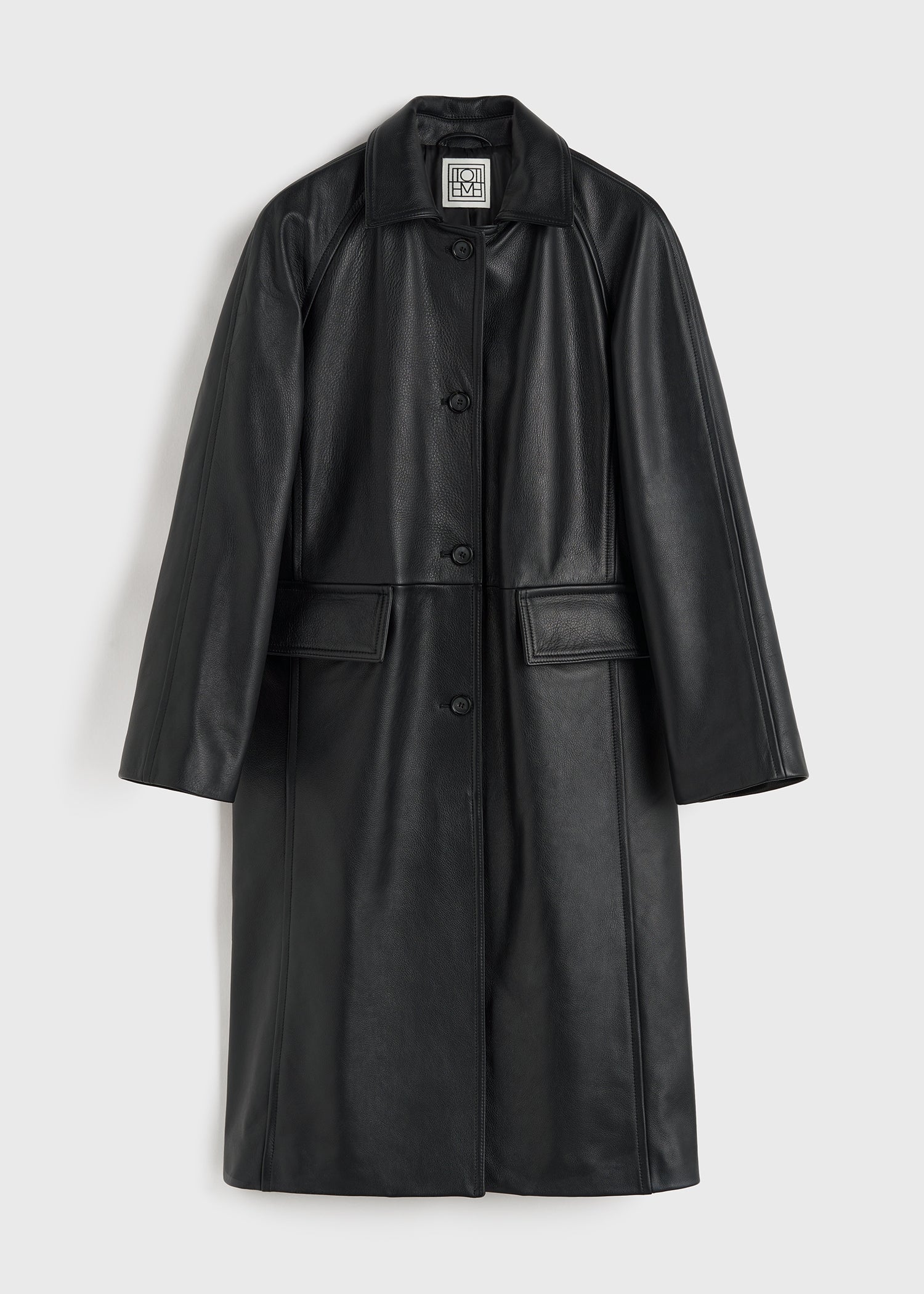 Raglan leather coat black – TOTEME