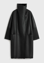 Shearling wrap coat black petite