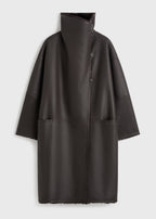 Shearling wrap coat dark brown petite