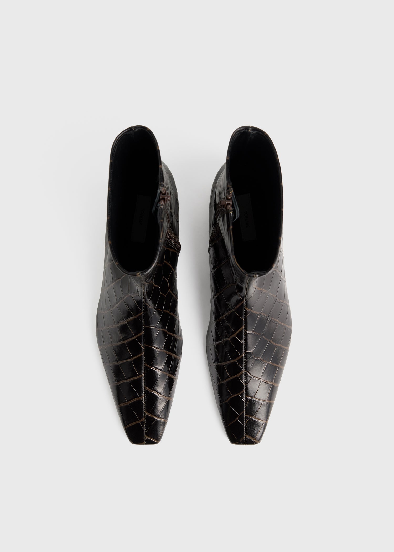 Zipped croco-embossed chelsea boots dark brown – TOTEME