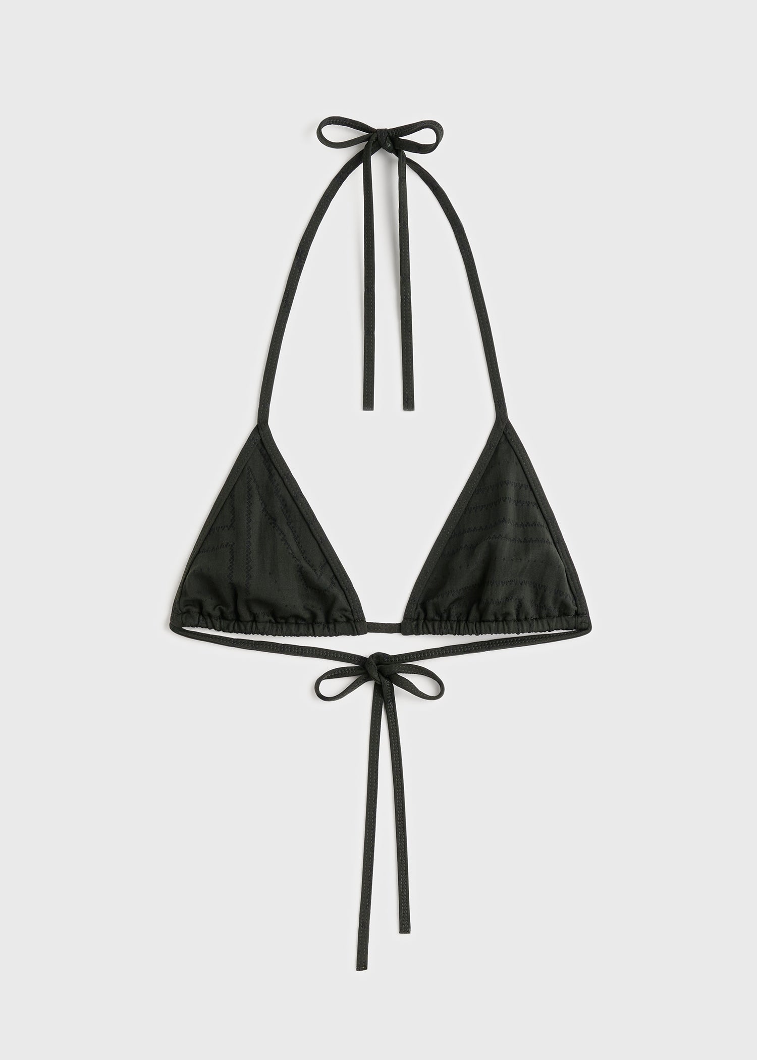 Monogram pointelle bikini top dark green