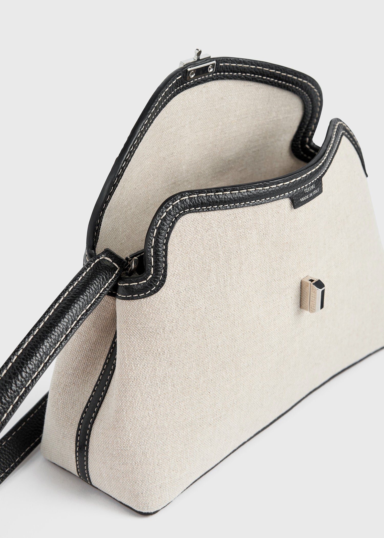 T-lock canvas clutch ecru/black