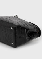 T-lock croco-embossed clutch black