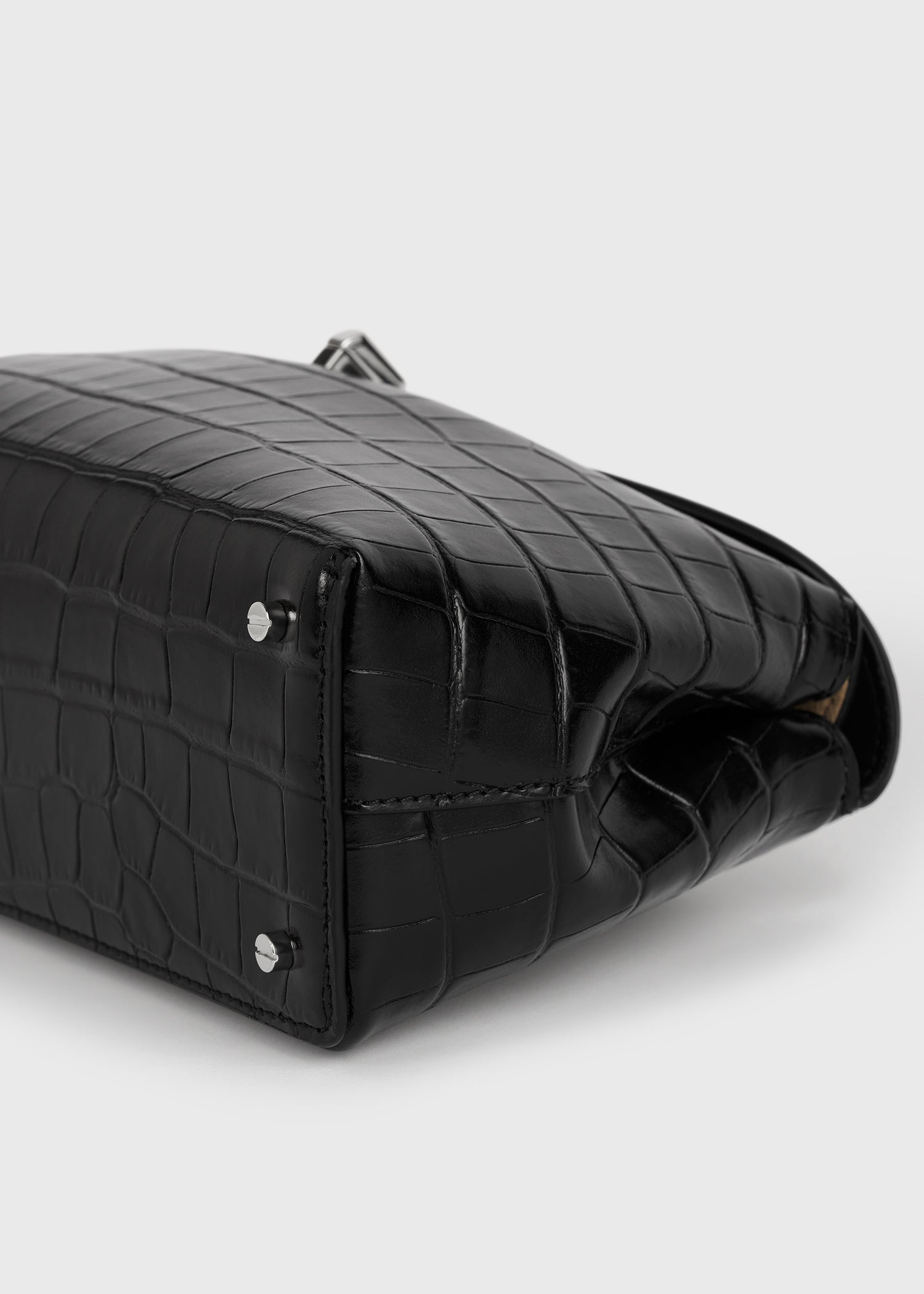 T-lock croco-embossed clutch black