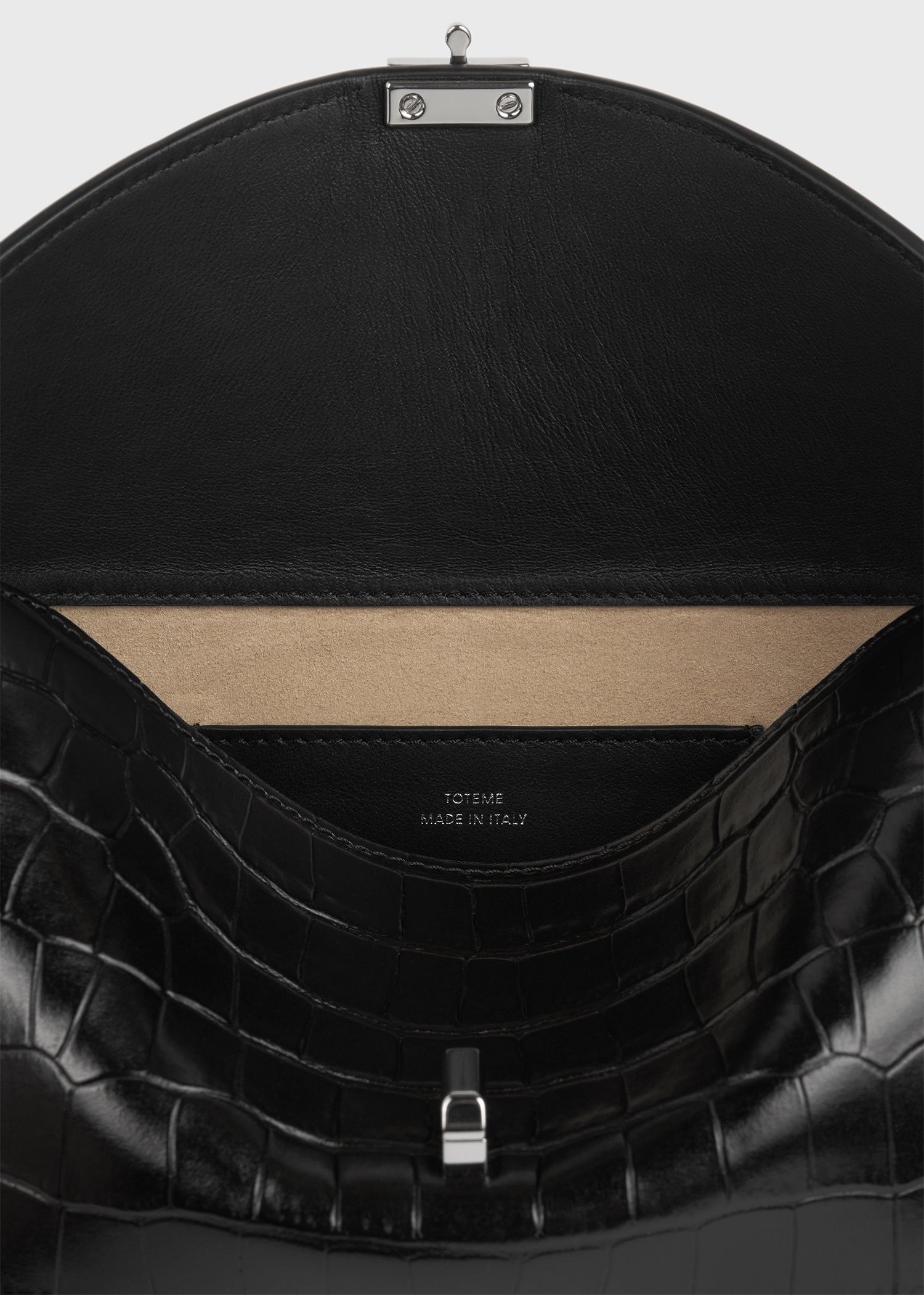 T-lock croco-embossed clutch black