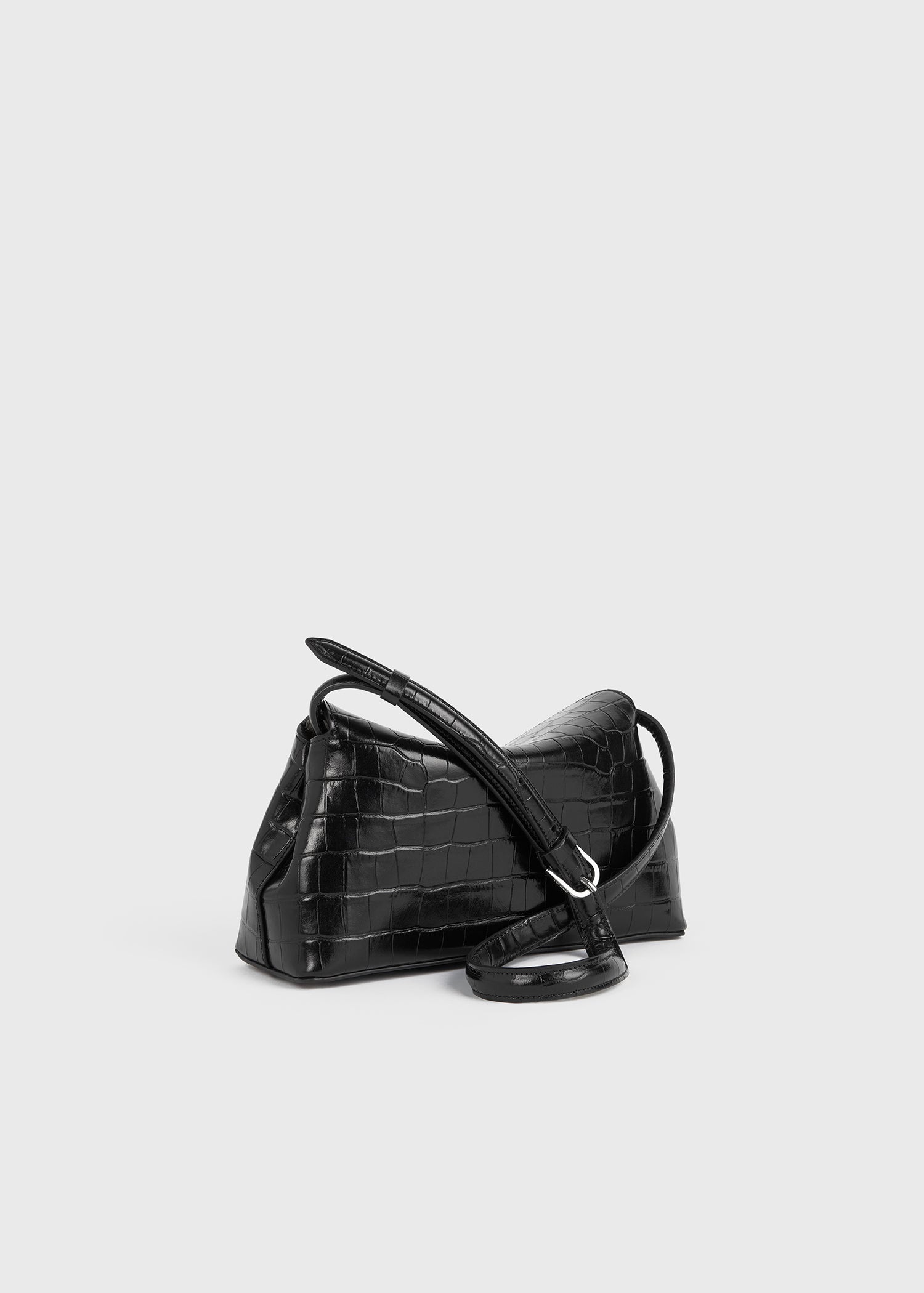 T-lock croco-embossed clutch black
