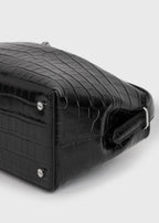 T-lock croco-embossed top handle black