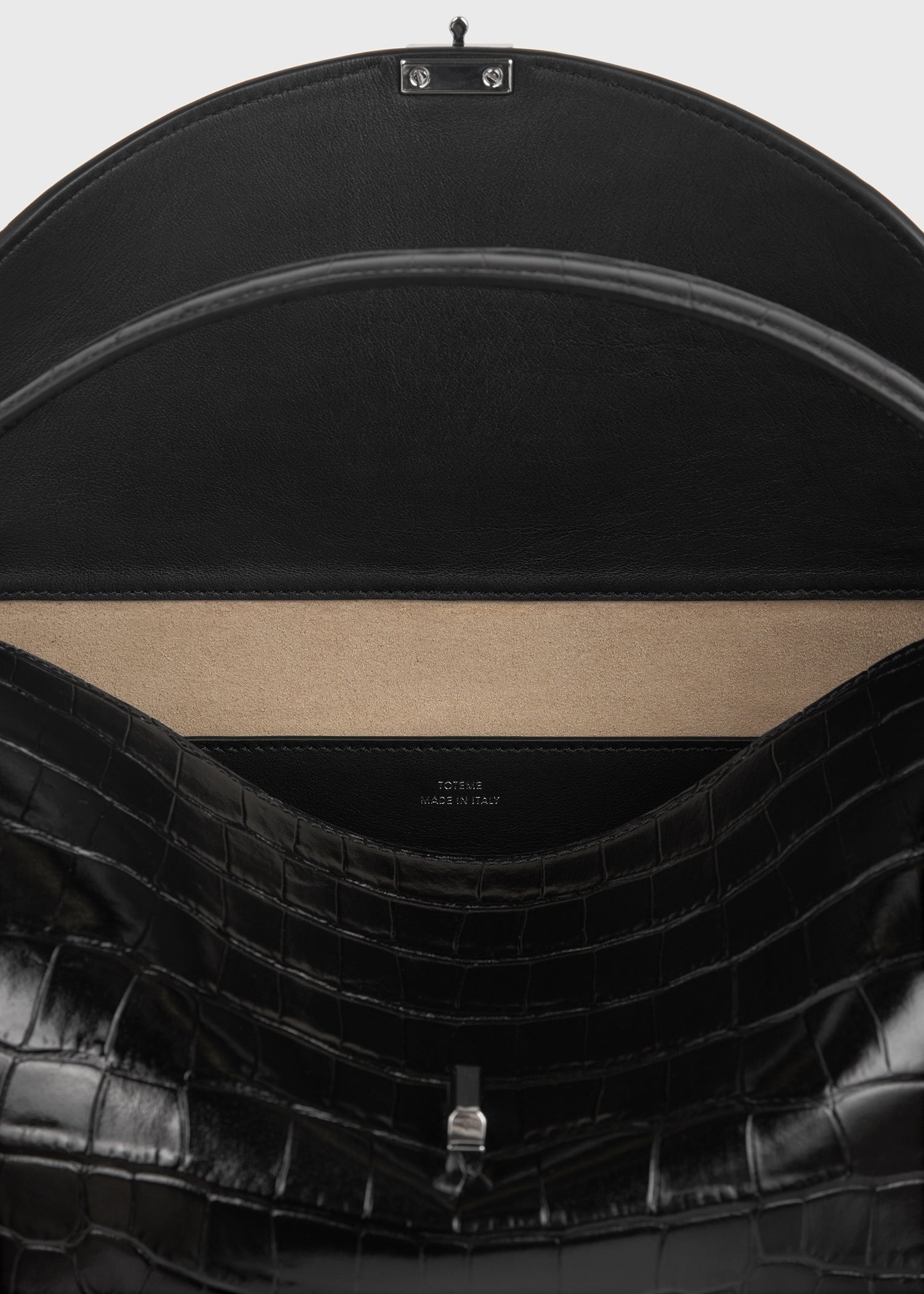 T-lock croco-embossed top handle black