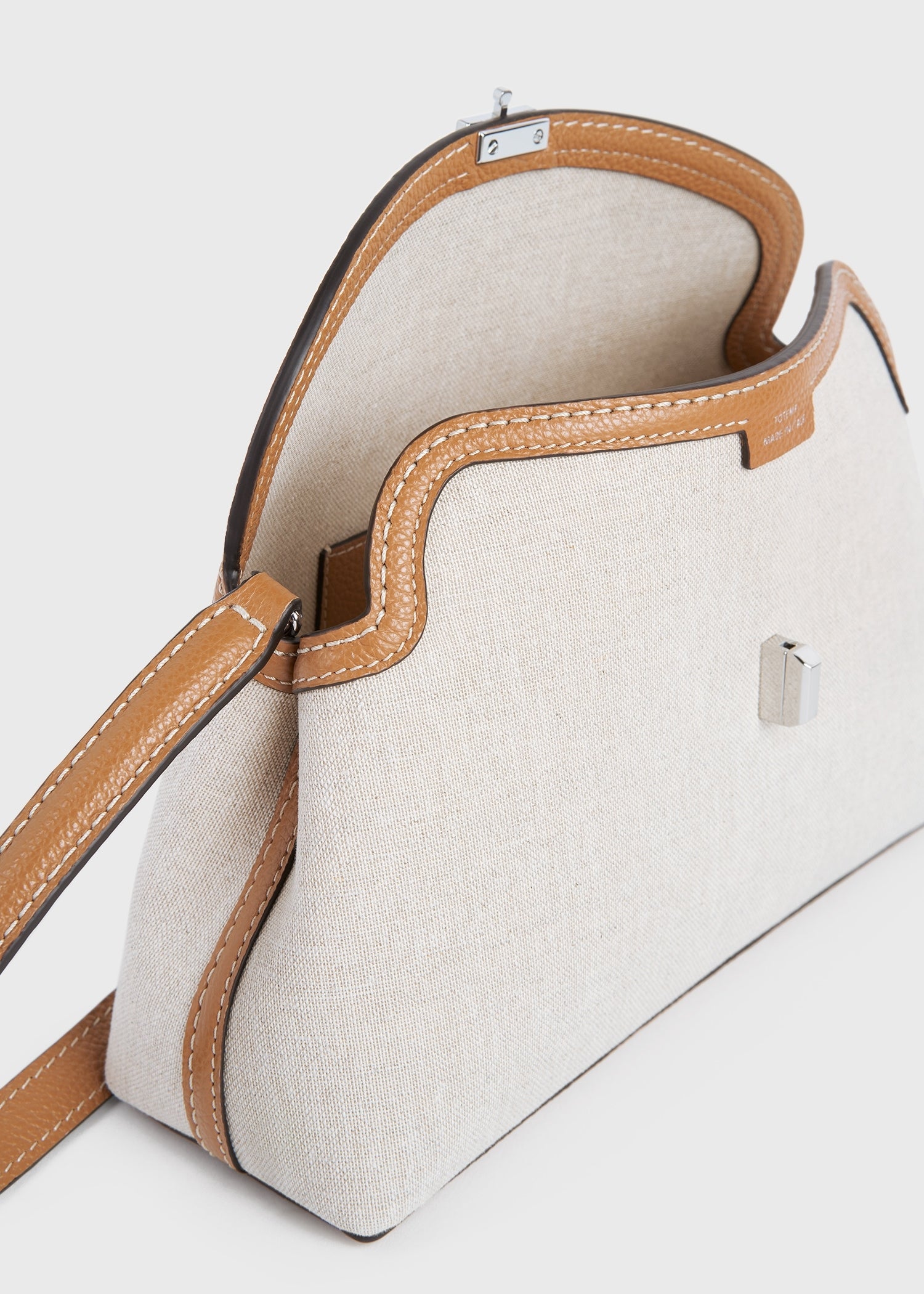 T-lock canvas clutch ecru/tan