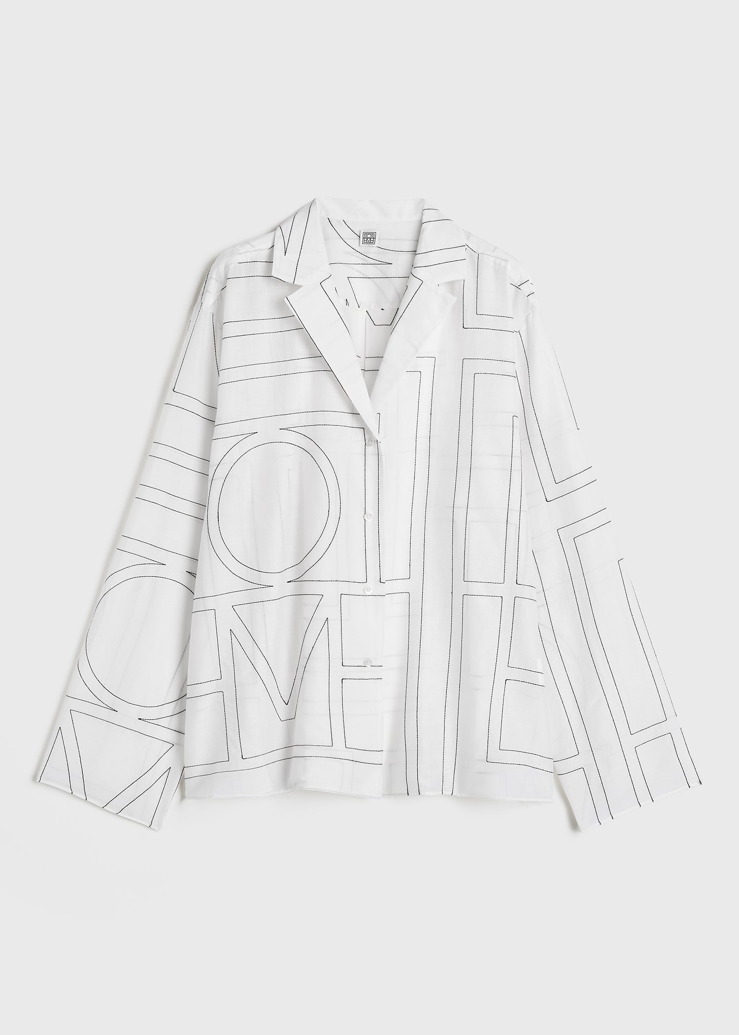 Monogram cotton-blend pj top white/black