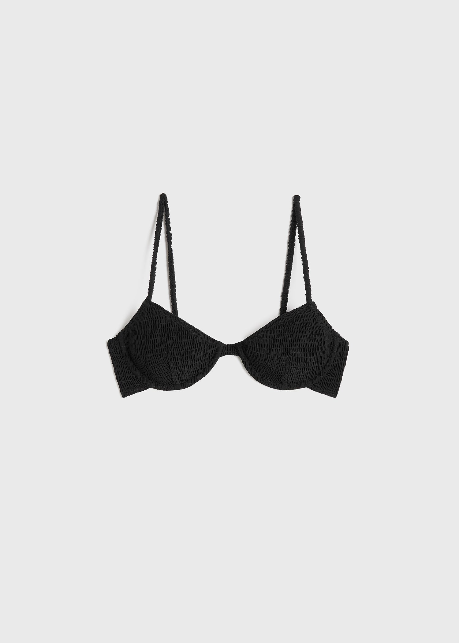 black smocked bikini top