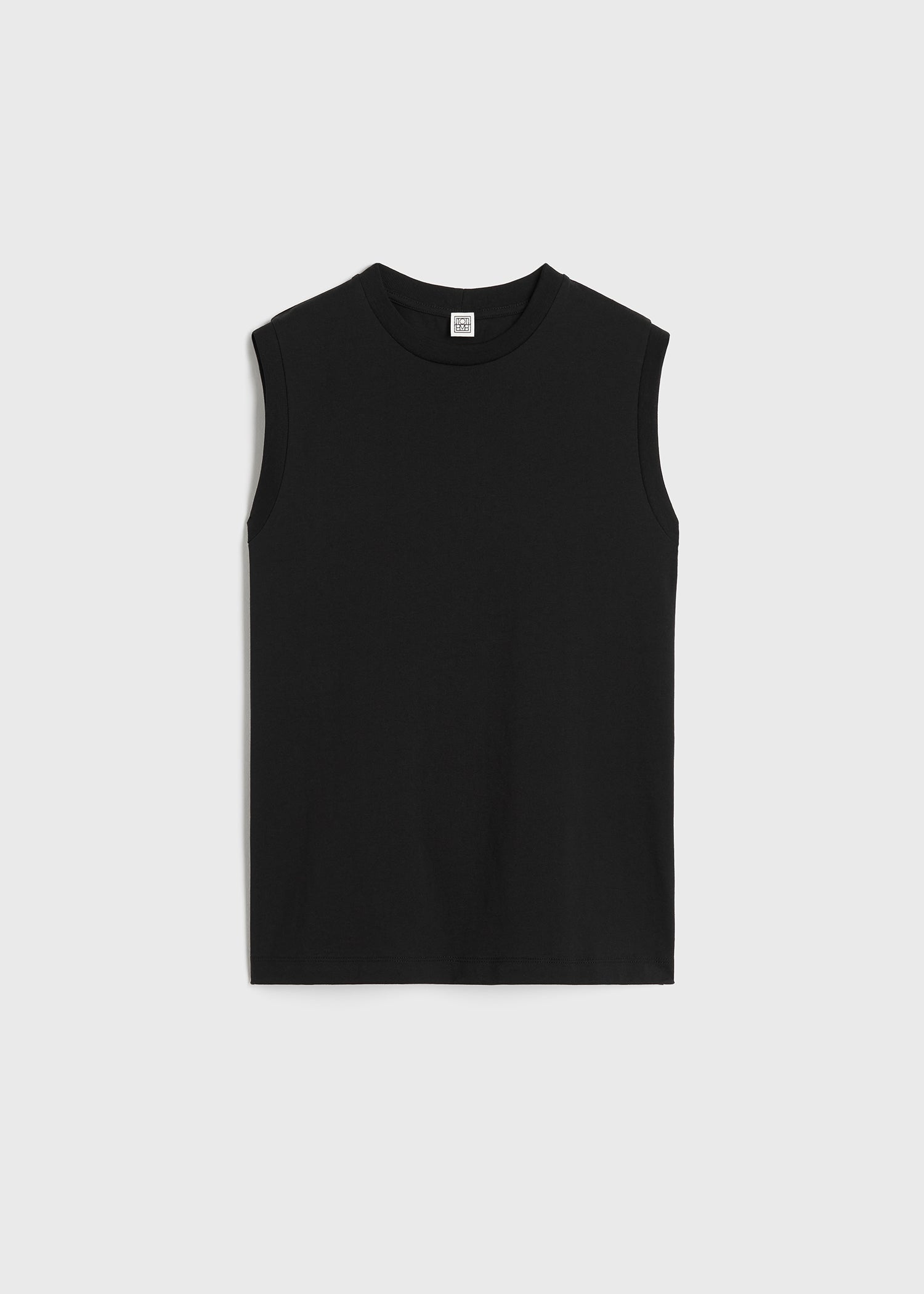 Relaxed sleeveless tee black – TOTEME