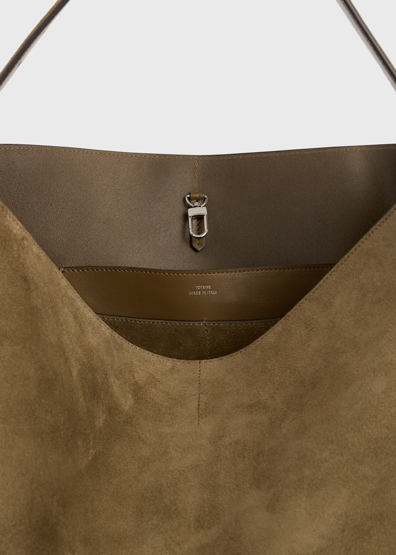 Belted suede tote dark olive