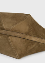 Belted suede tote dark olive