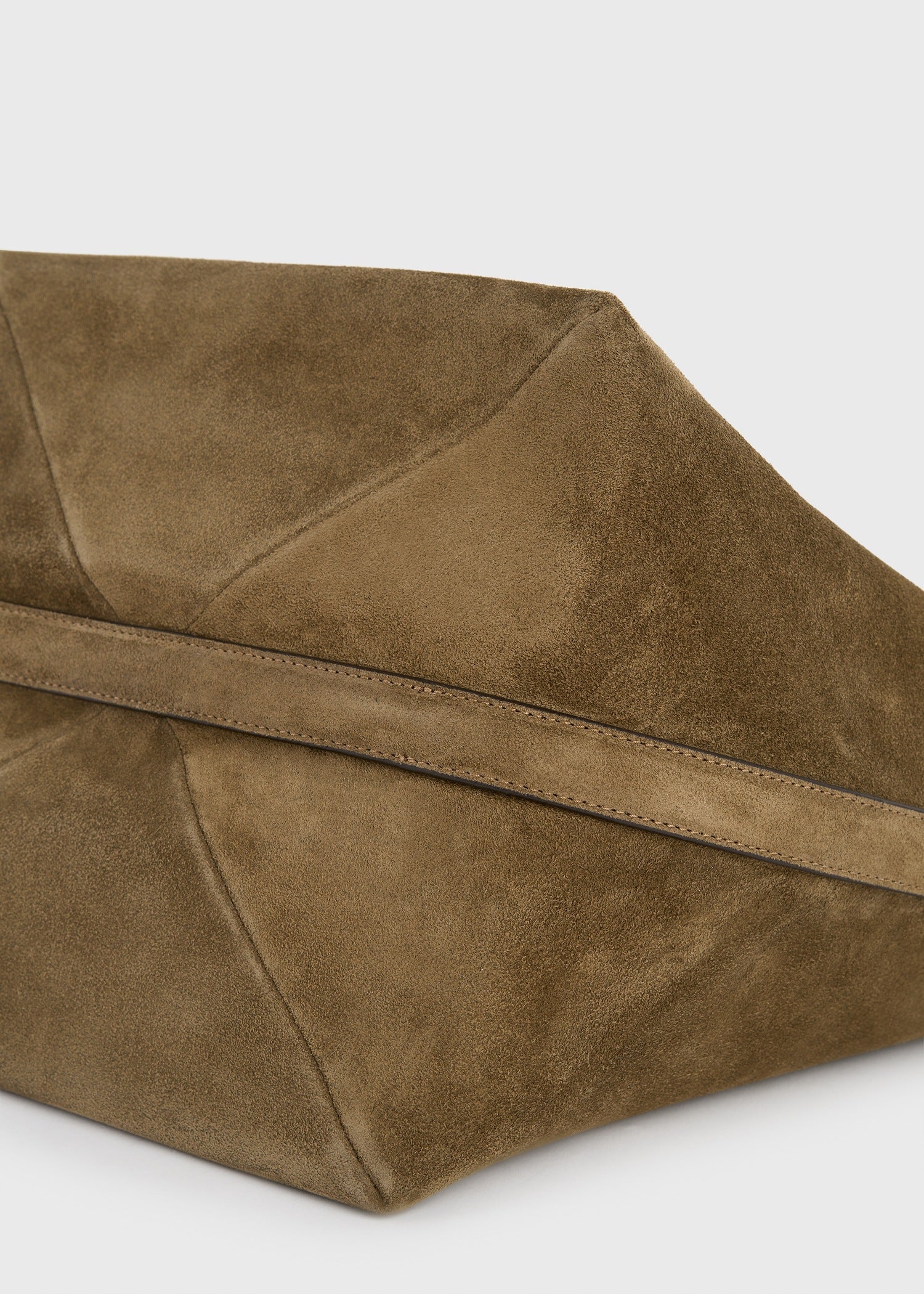 Belted suede tote dark olive