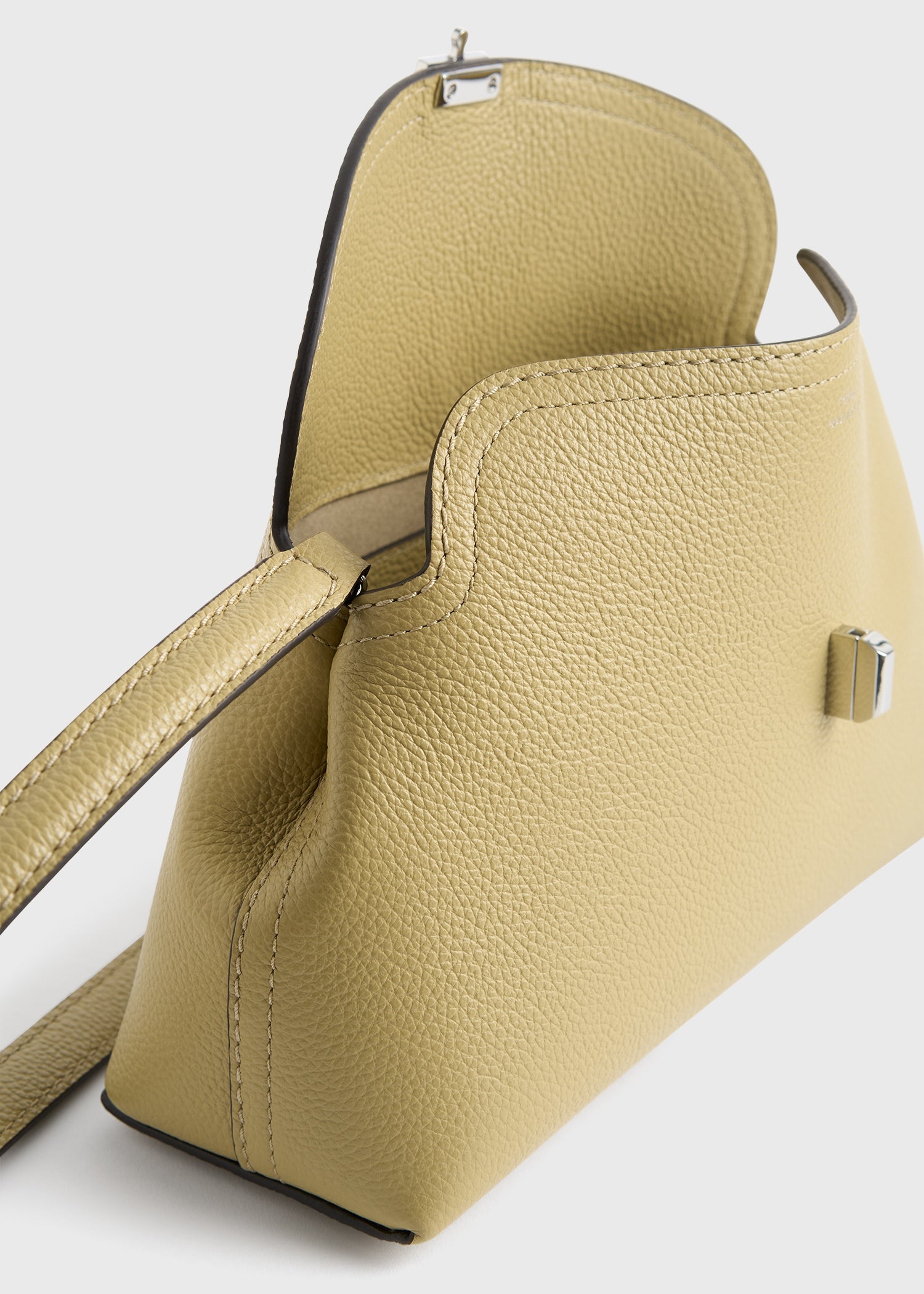 T-lock grained-leather clutch desert