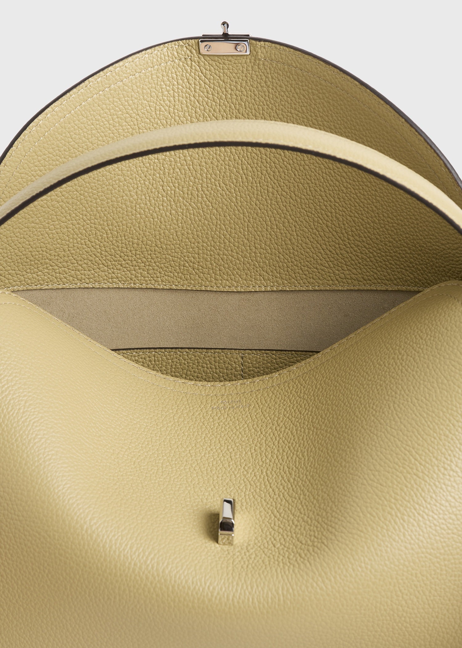 T-lock grained-leather top handle desert