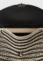 T-lock woven-leather clutch black/sand