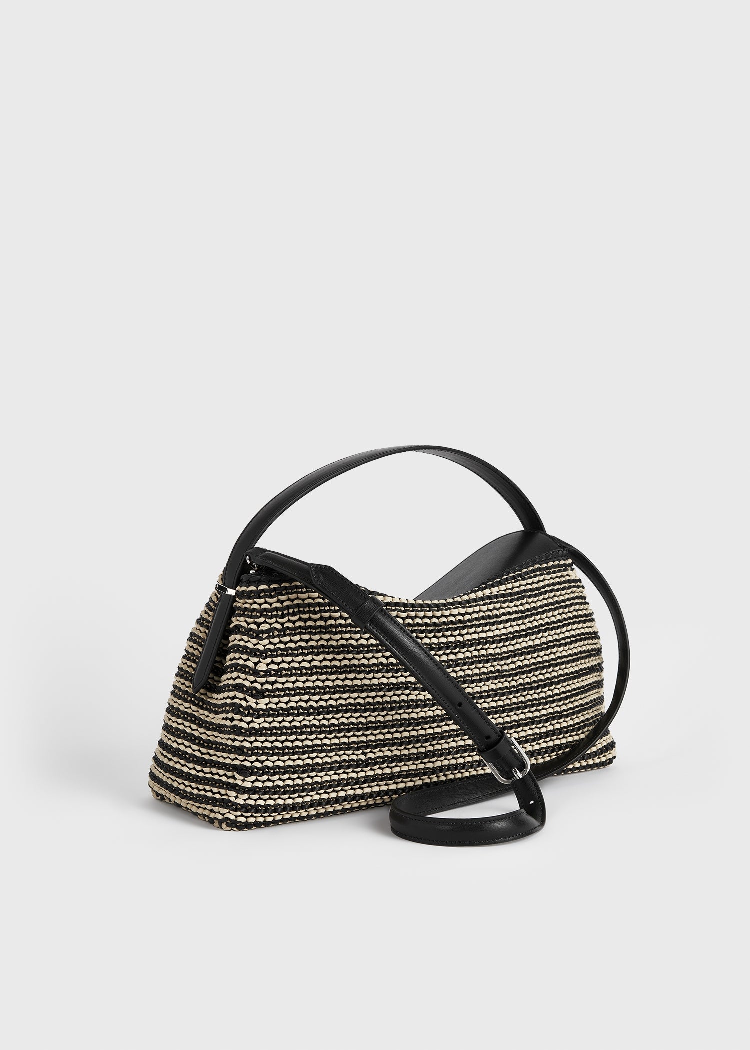 T-lock woven-leather top handle black/sand