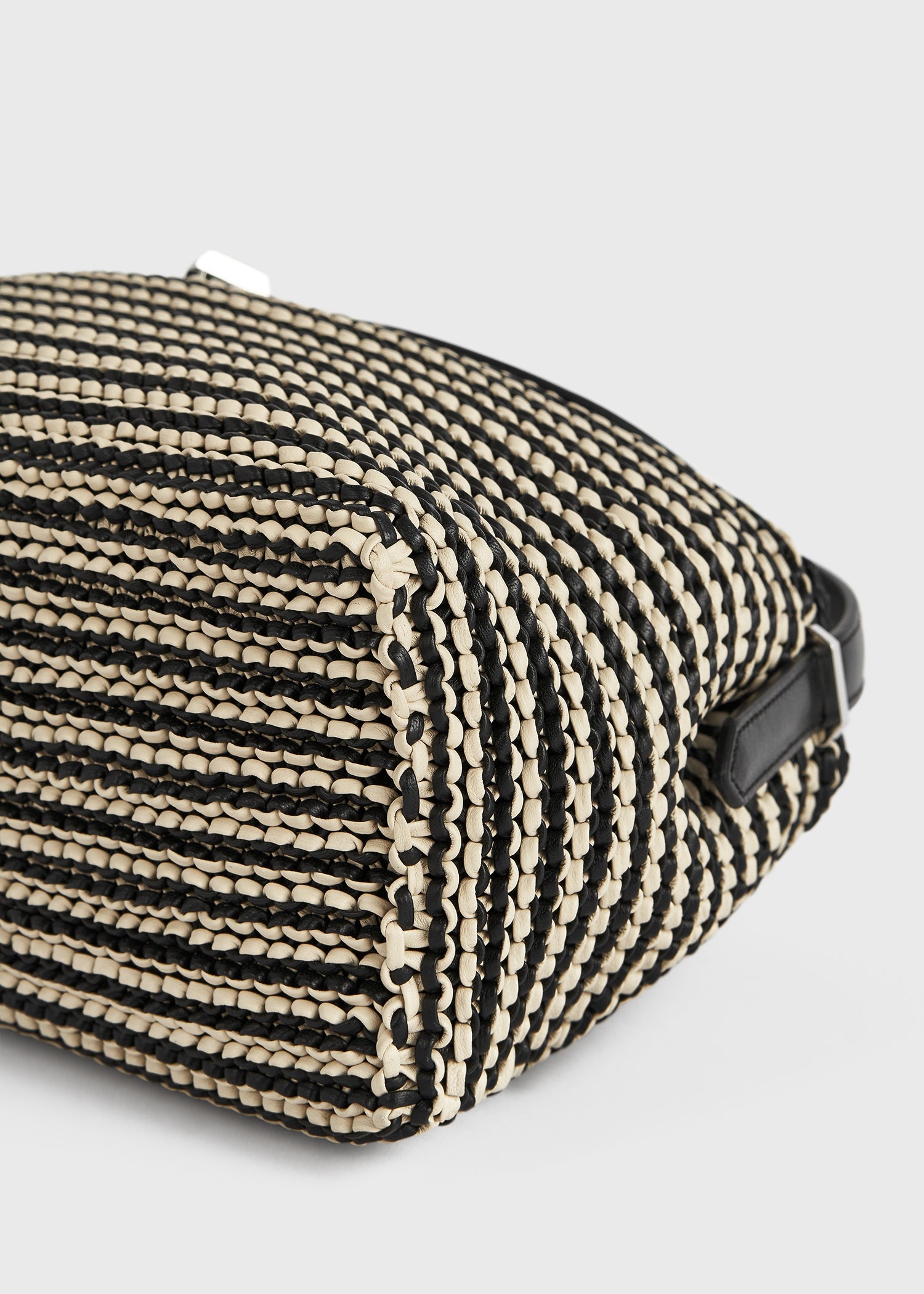 T-lock woven-leather top handle black/sand