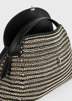 T-lock woven-leather top handle black/sand