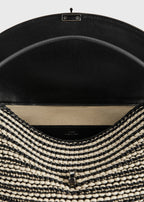 T-lock woven-leather top handle black/sand