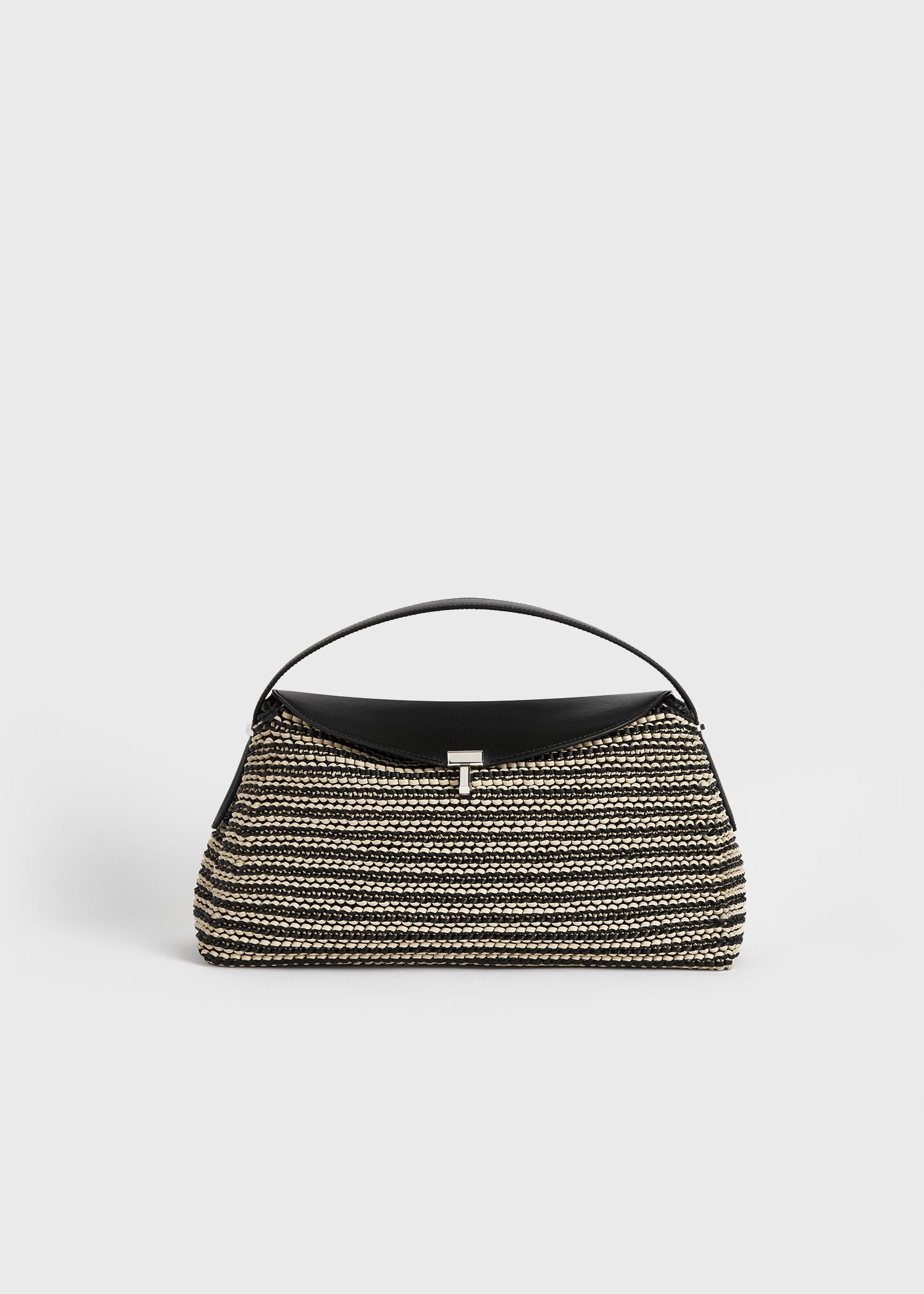 T-lock woven-leather top handle black/sand