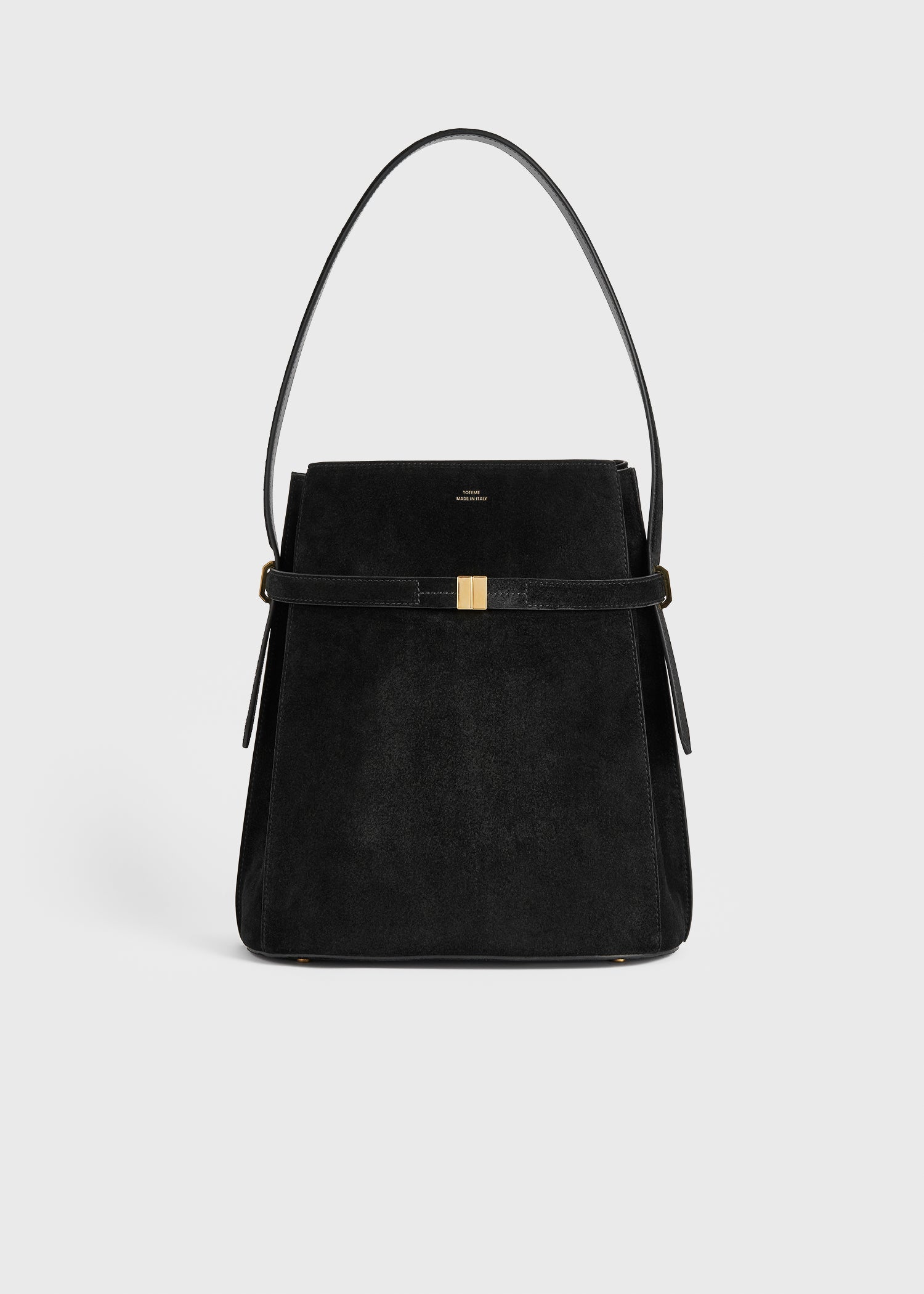 Belted suede bucket bag black – TOTEME Belted suede bucket bag black – TOTEME