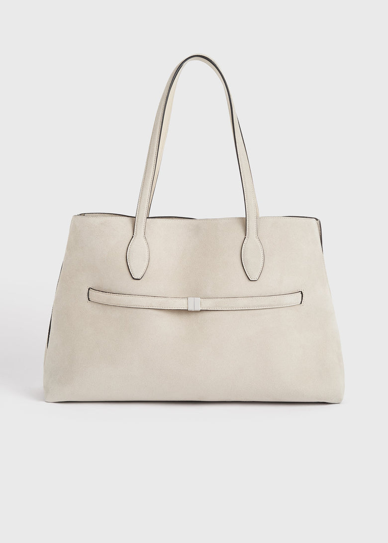 Suede lounge tote pearl