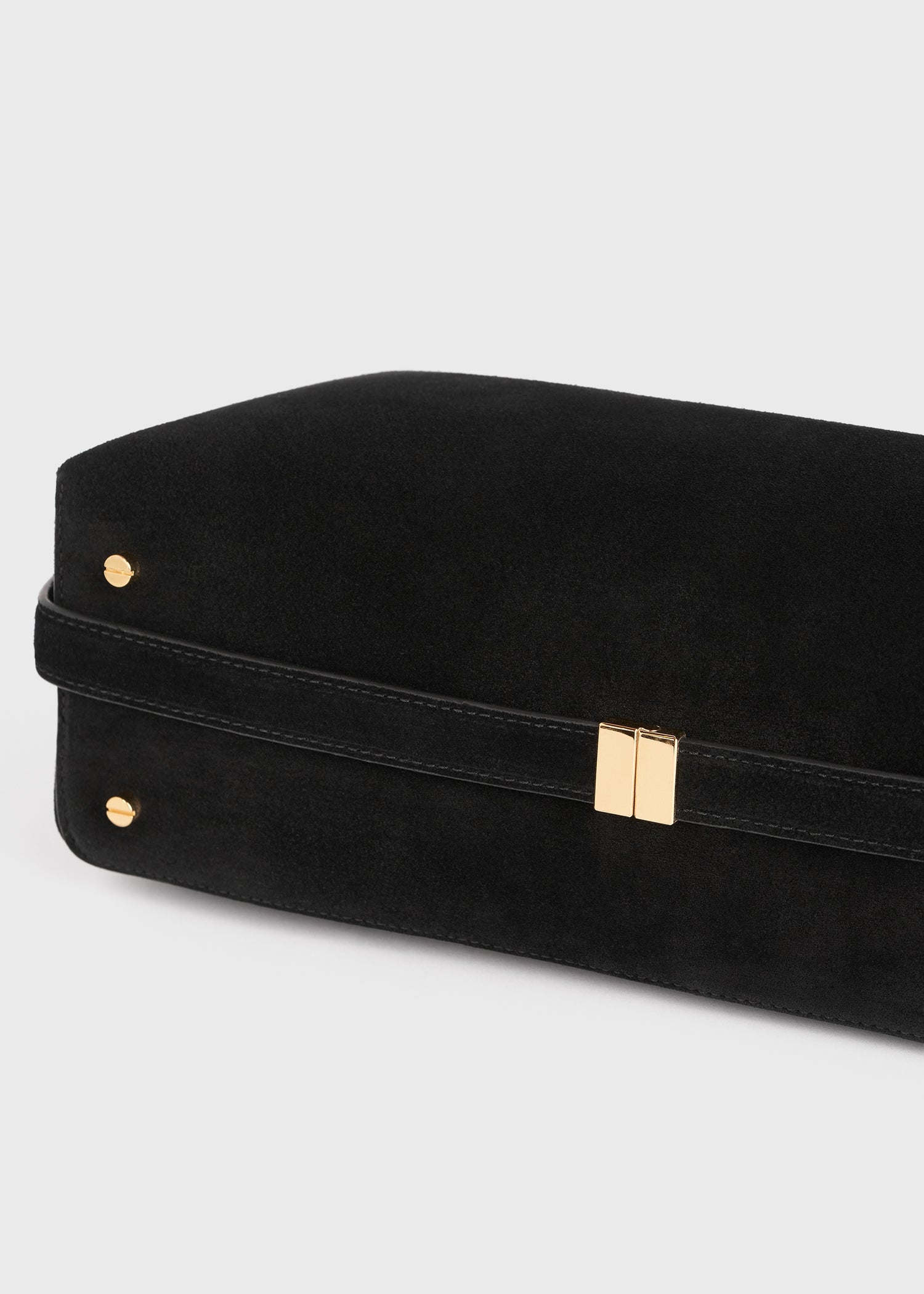 Belted suede clutch black