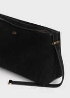 Belted suede clutch black
