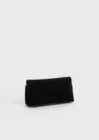 Belted suede clutch black