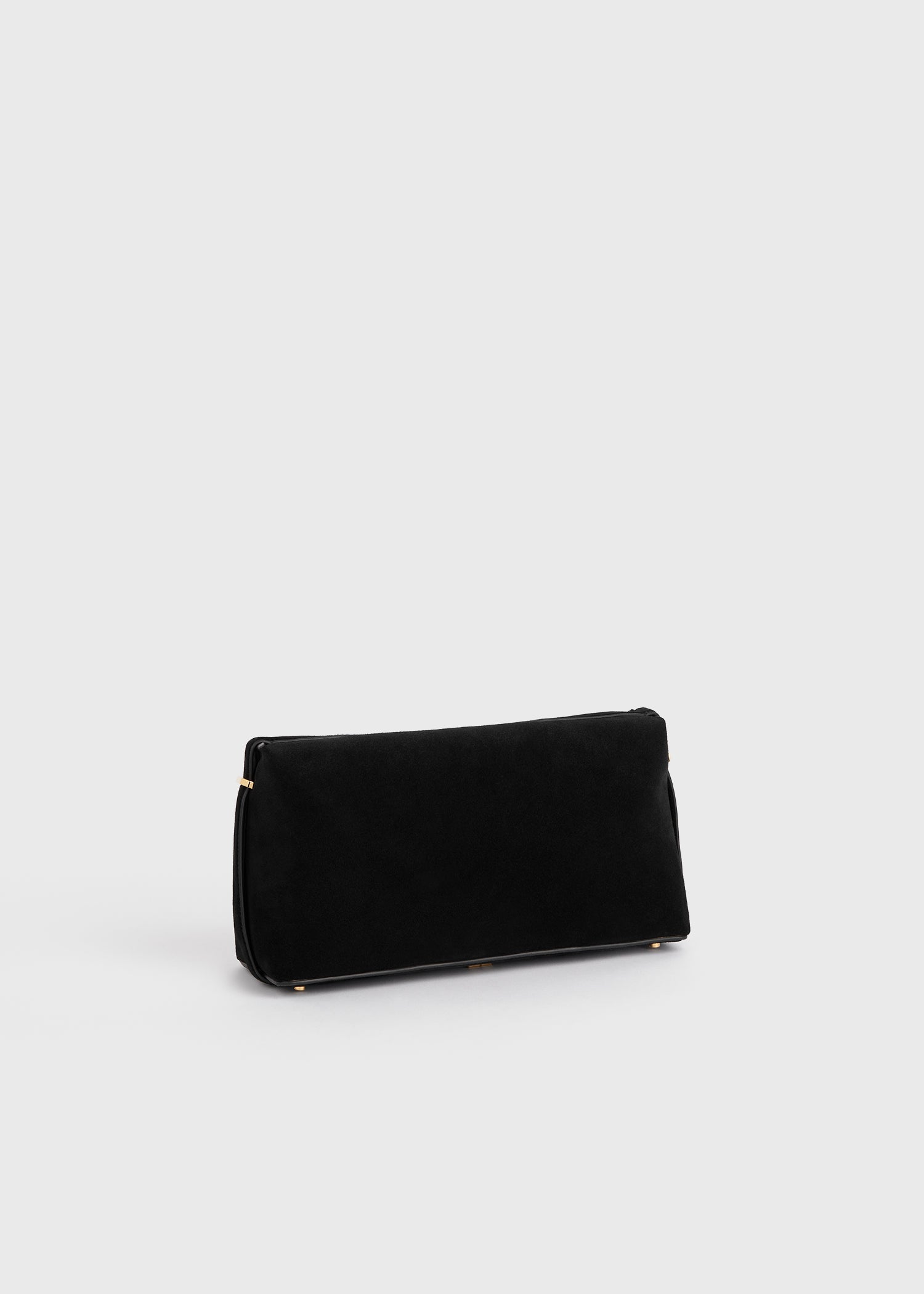 Belted suede clutch black