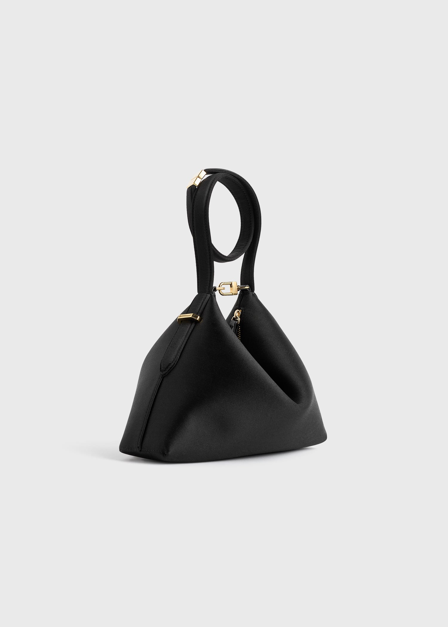 Bevel satin wristlet black