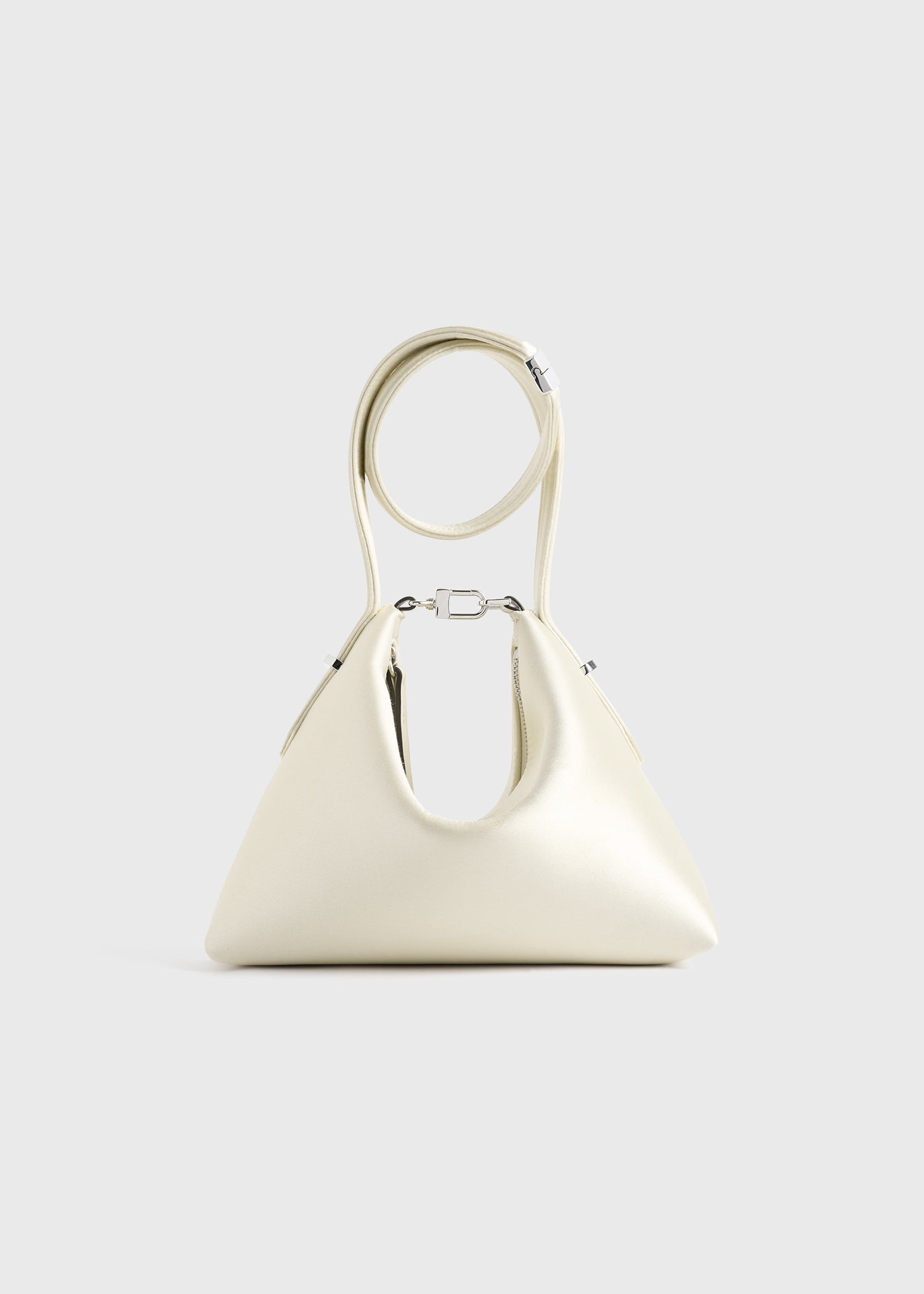 Bevel satin wristlet ecru