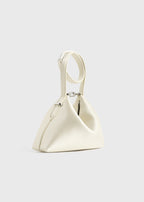 Bevel satin wristlet ecru