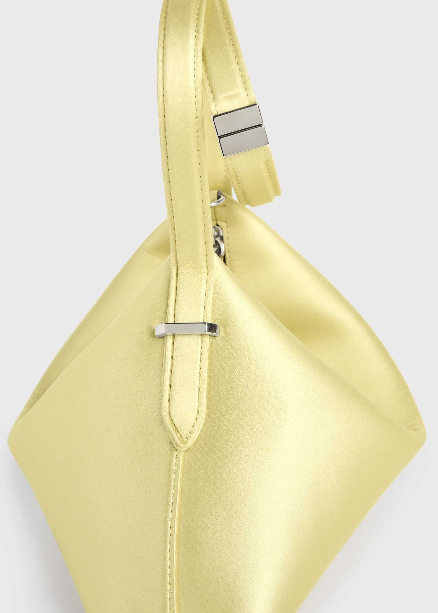 Bevel satin wristlet pale yellow
