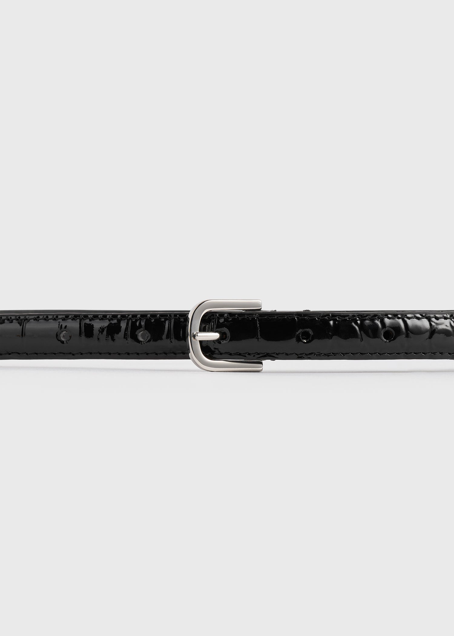 Thin croco-embossed belt black