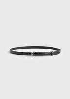Thin croco-embossed belt black