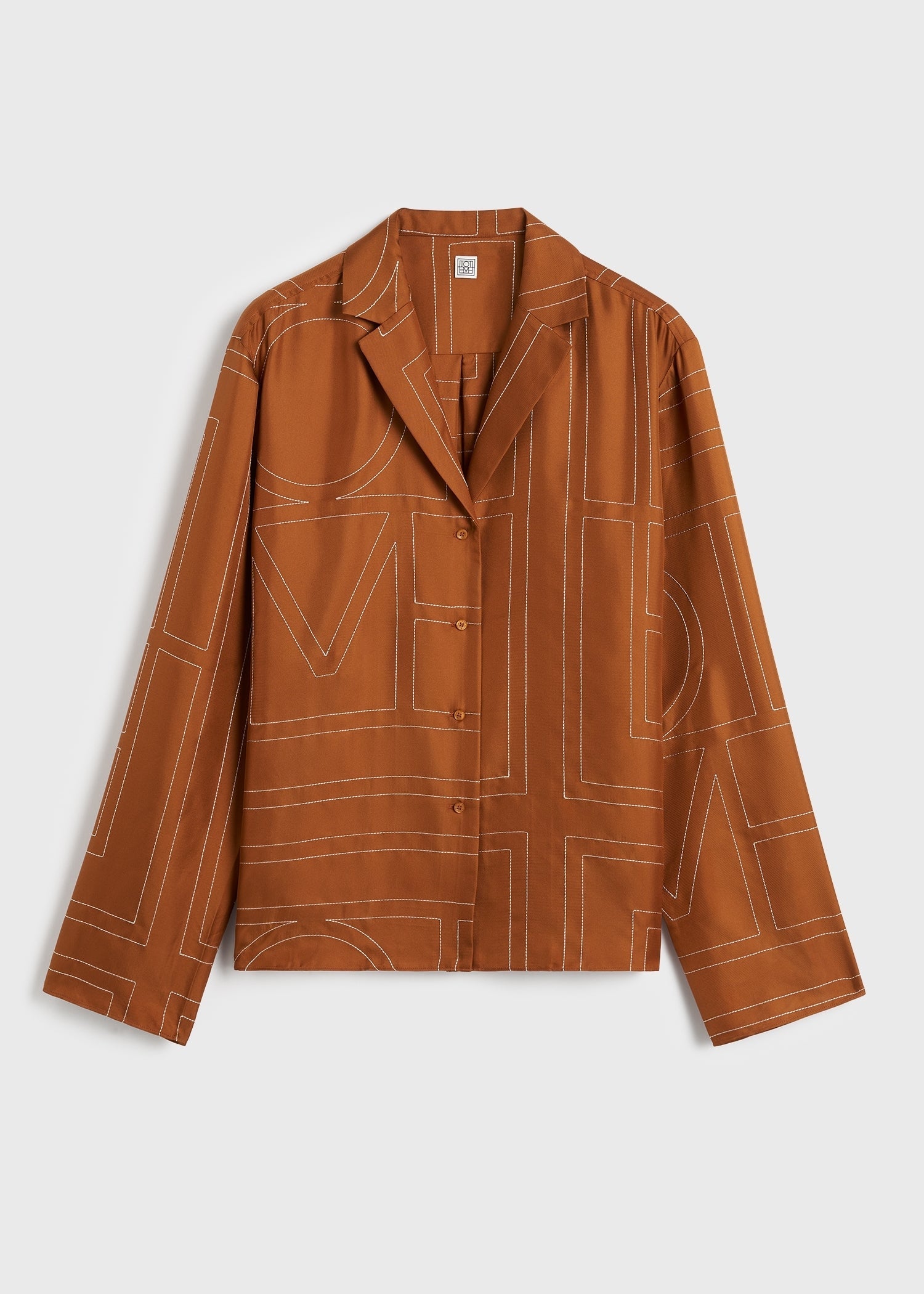 Monogram silk pj top terracotta