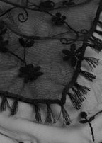 Floral tulle shawl black