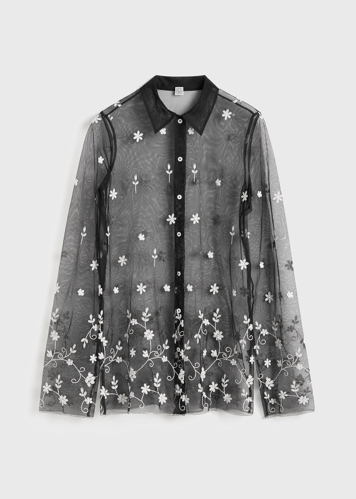Floral tulle shirt black/white – TOTEME