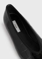 Minimalist croco-embossed ballerinas black