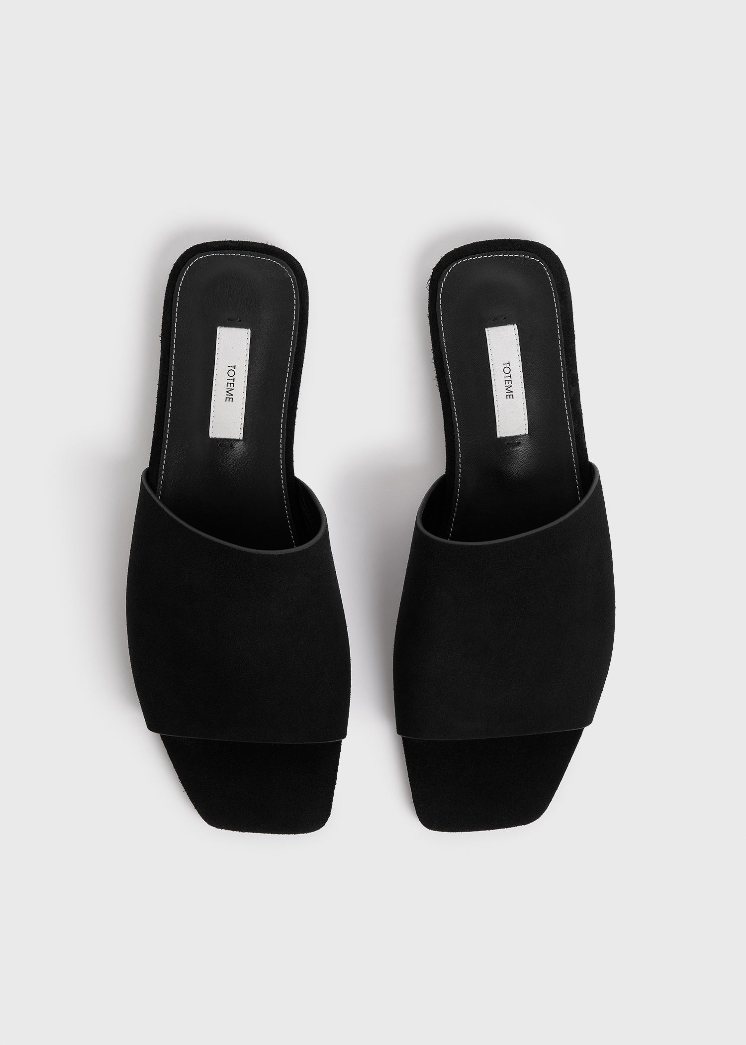 Velour-leather bandeau slides black