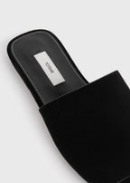 Velour-leather bandeau slides black
