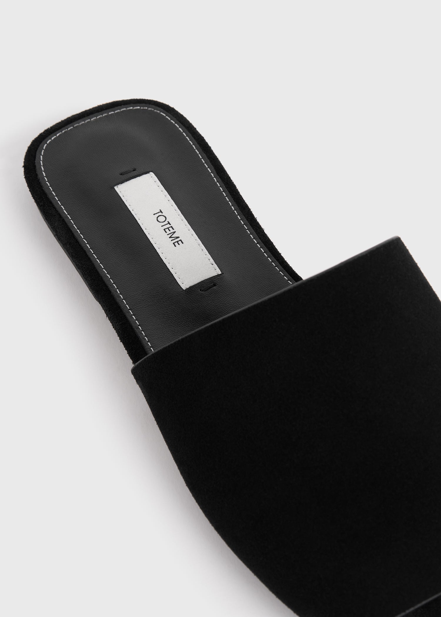 Velour-leather bandeau slides black