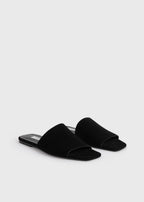Velour-leather bandeau slides black